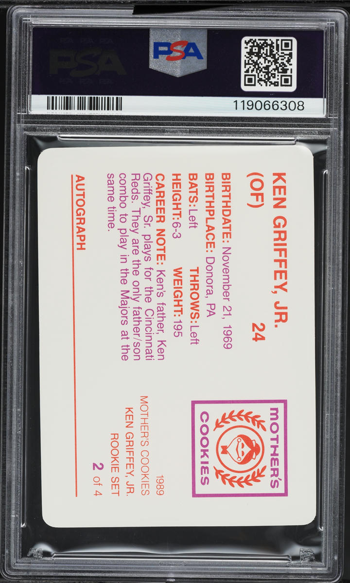 1989 Mother's Cookies Ken Griffey Jr. ROOKIE, BALL IN HAND #2 PSA 9 MINT
