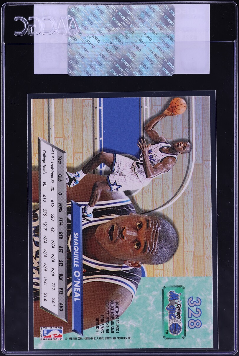 1992 Ultra Basketball Shaquille O'Neal ROOKIE #328 CGC AUTH
