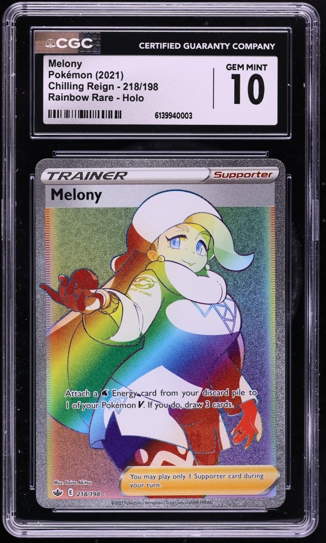 2021 Pokemon Sword & Shield Chilling Reign Rainbow Rare Melony #218 CGC 10 GEM MINT