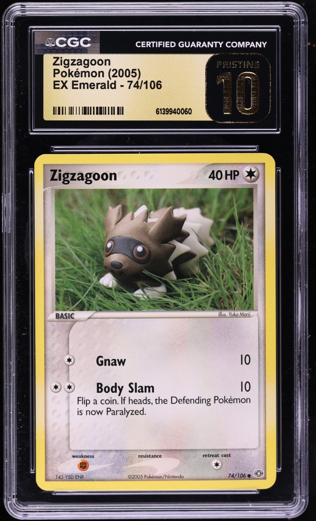 2005 Pokemon Ex Emerald Zigzagoon #74 CGC 10 PRISTINE