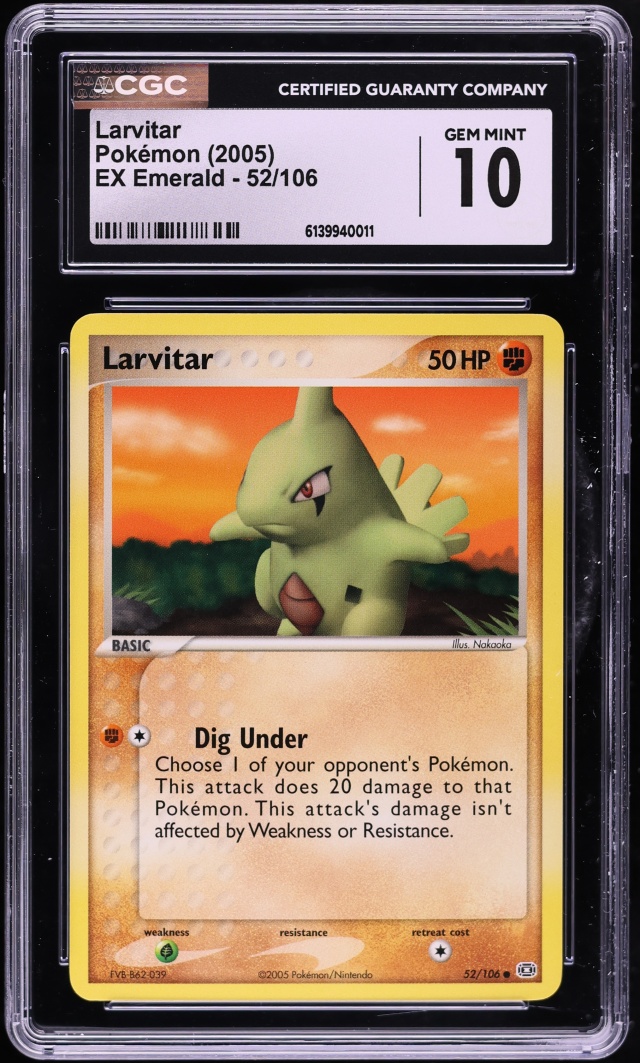2005 Pokemon EX Emerald Larvitar #52 CGC 10 GEM MINT