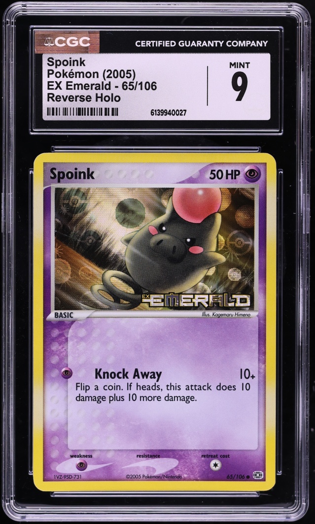 2005 Pokemon EX Emerald Reverse Holo Spoink #65 CGC 9 MINT
