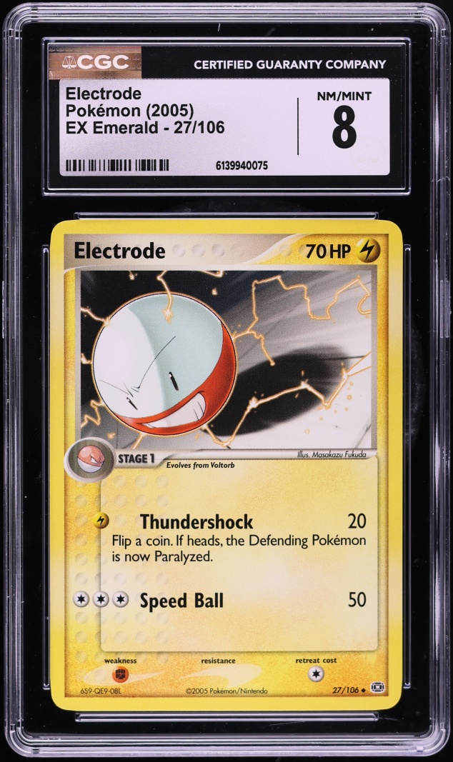 2005 Pokemon EX Emerald Electrode #27 CGC 8 NM-MT