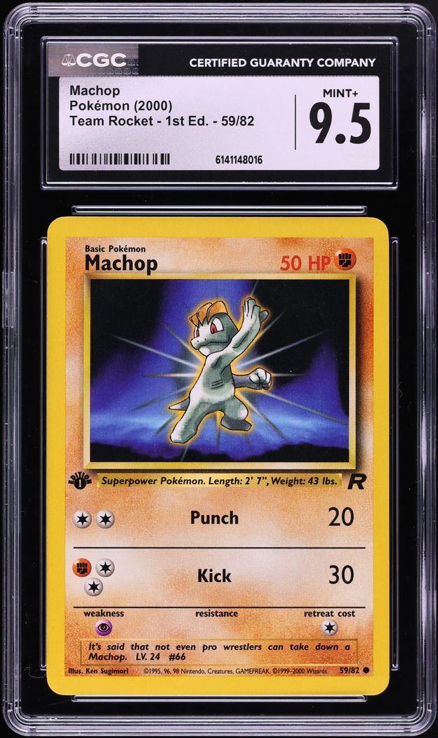 2000 Pokemon Team Rocket 1st Edition Machop #59 CGC 9.5 MINT+