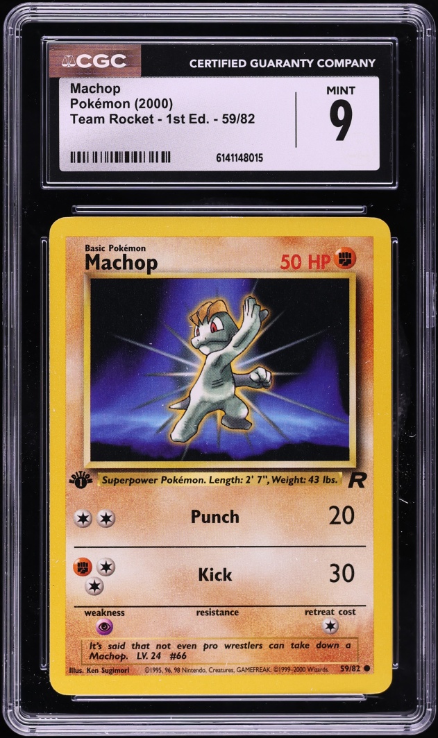 2000 Pokemon Team Rocket 1st Edition Machop #59 CGC 9 MINT