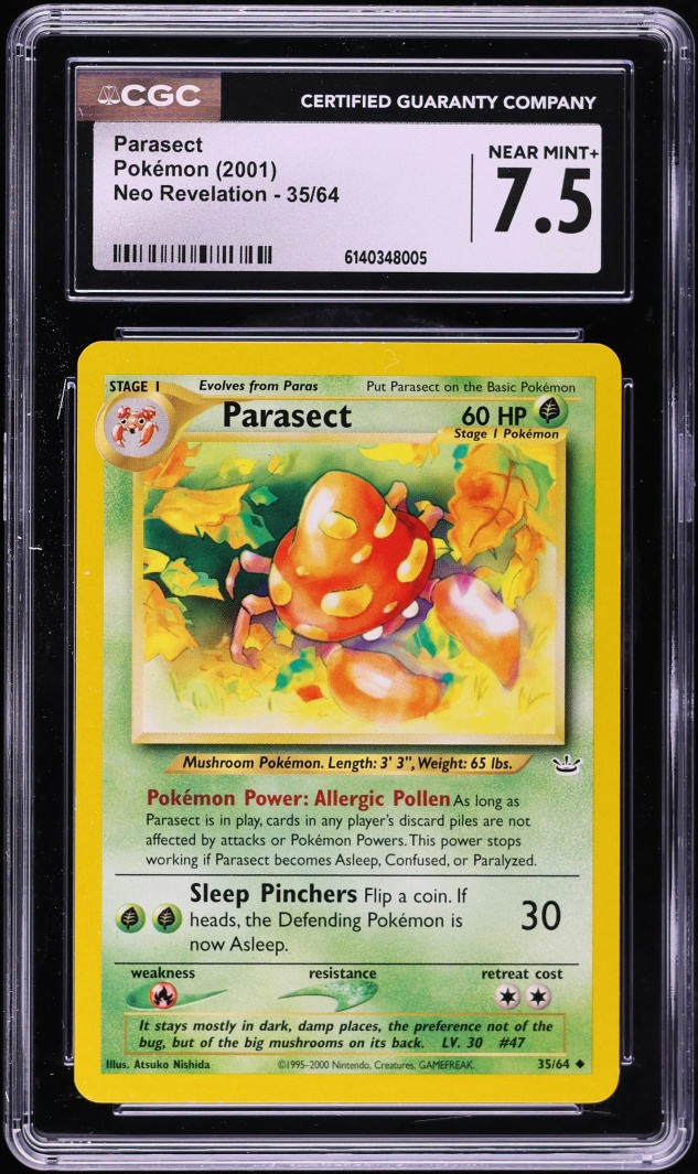 2001 Pokemon Neo Revelation Parasect #35 CGC 7.5 NRMT+