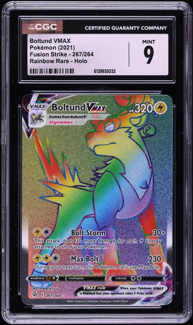 2021 Pokemon Sword & Shield Fusion Strike Rainbow Rare Boltund VMAX #267 CGC 9 MINT