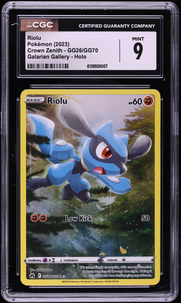 2023 Pokemon Sword & Shield Crown Zenith Alt Art Riolu #GG26 CGC 9 MINT