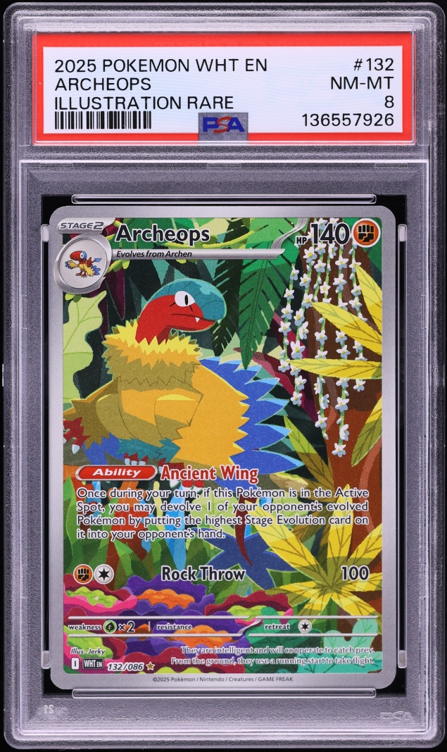2025 Pokemon Scarlet & Violet White Flare IR Archeops #132 PSA 8 NM-MT
