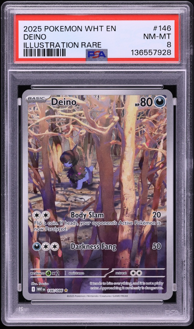 2025 Pokemon Scarlet & Violet White Flare IR Deino #146 PSA 8 NM-MT