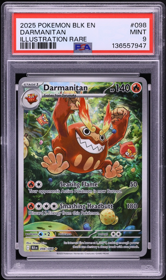 2025 Pokemon Scarlet & Violet Black Bolt IR Darmanitan #98 PSA 9 MINT