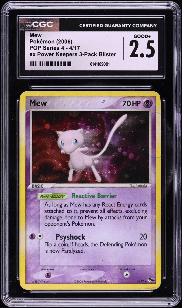 2006 Pokemon POP Series 4 EX Power Keepers 3-Pack Blister Holo Mew #4 CGC 2.5 GD+