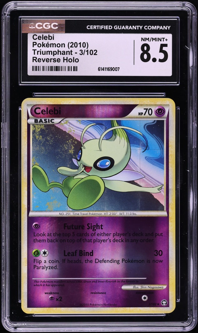 2010 Pokemon HeartGold & SoulSilver Triumphant Reverse Holo Celebi #3 CGC 8.5 NM-MT+