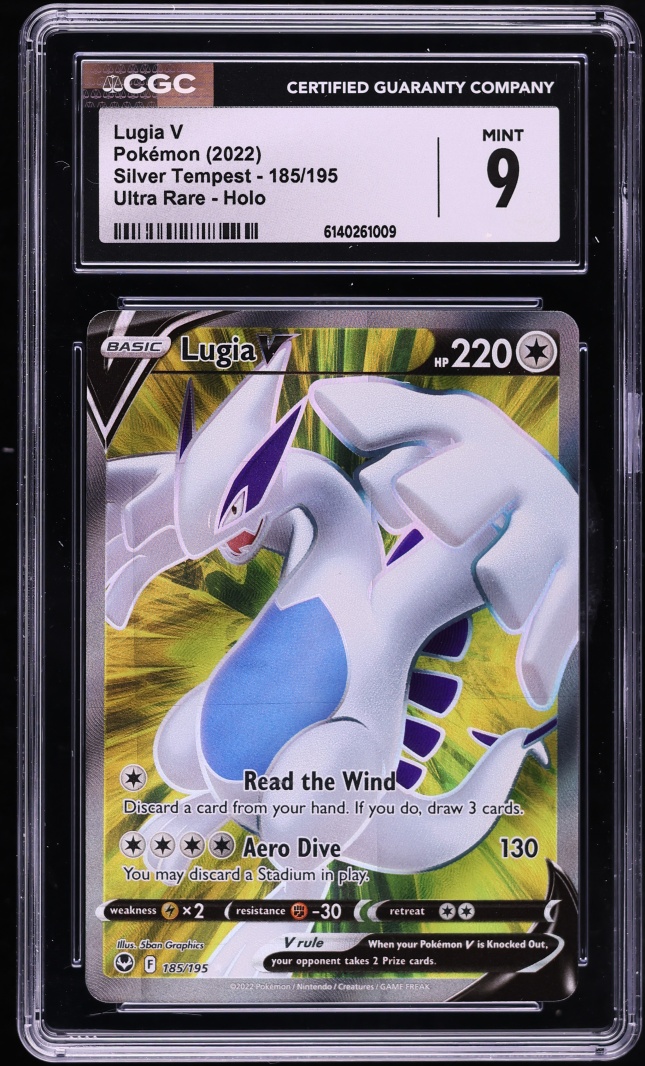 2022 Pokemon Sword & Shield Silver Tempest Full Art Lugia V #185 CGC 9 MINT