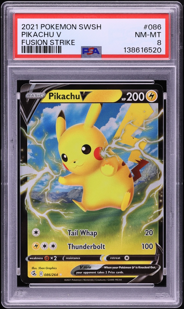 2021 Pokemon Sword & Shield Fusion Strike Pikachu V #86 PSA 8 NM-MT