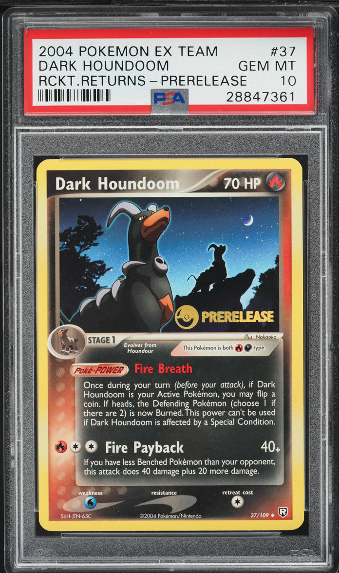 2004 Pokemon EX Team Rocket Returns Prerelease Dark Houndoom #37 PSA 10 GEM MINT