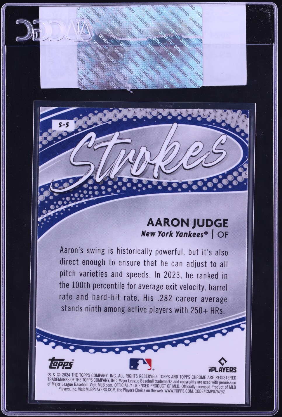 2024 Topps Chrome Strokes Aaron Judge #S-5 CGC AUTH