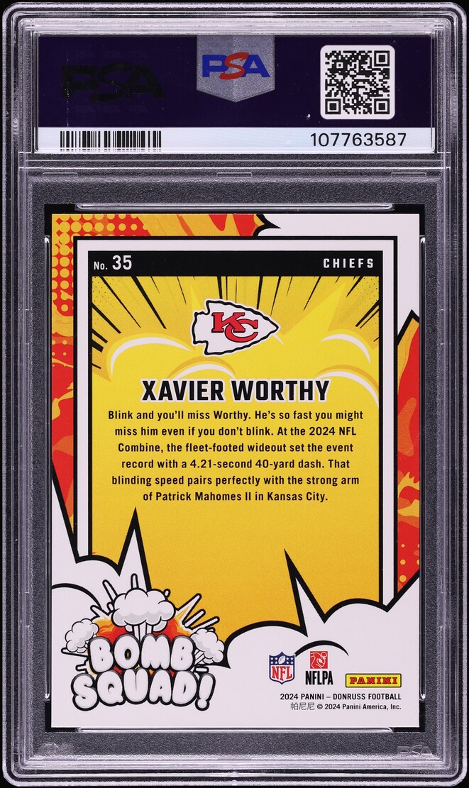 2024 Donruss Bomb Squad Xavier Worthy ROOKIE #35 PSA 10 GEM MINT