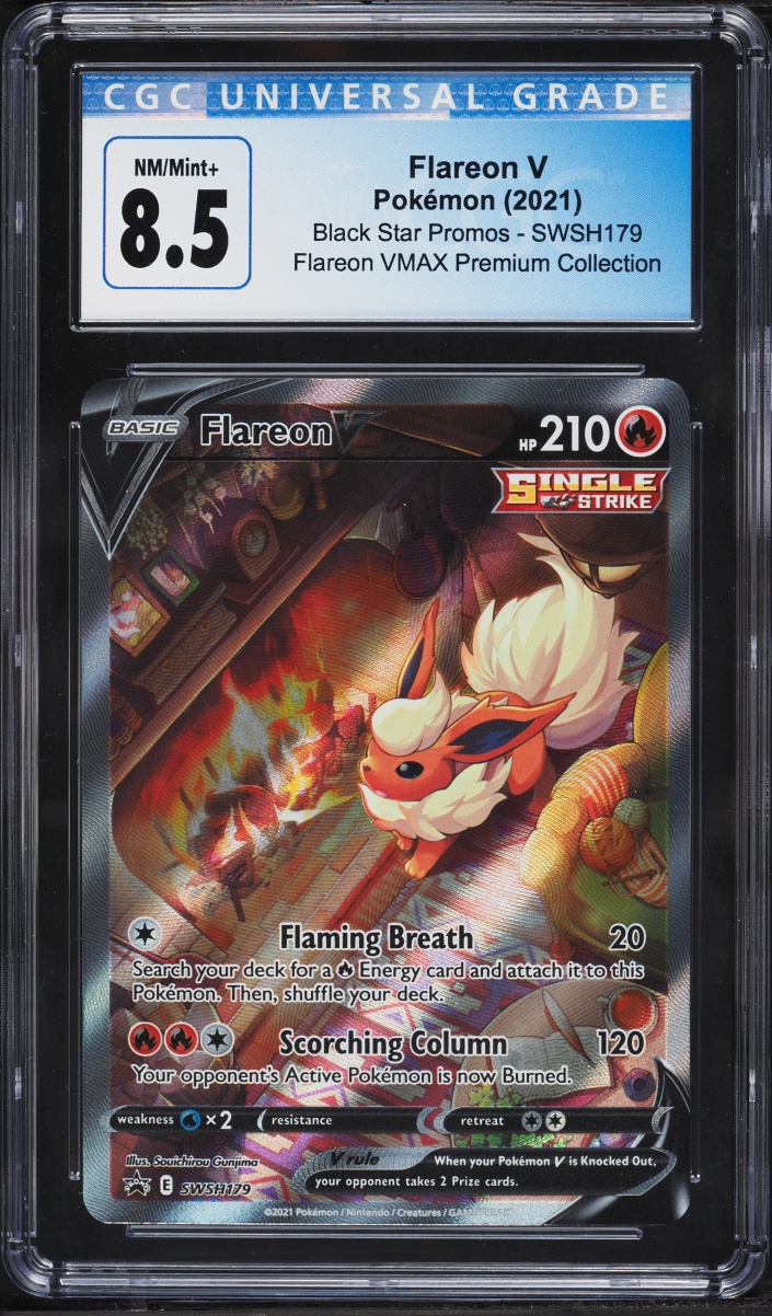 2021 Pokemon Sword & Shield Promo VMAX Premium Alt Art Flareon V #SWSH179 CGC 8.5 NM-MT+