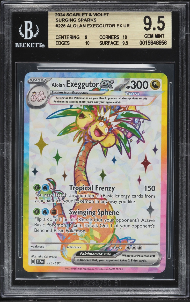 2024 Pokemon Scarlet & Violet Surging Sparks Full Art Alolan Exeggutor EX #225 BGS 9.5 GEM MINT