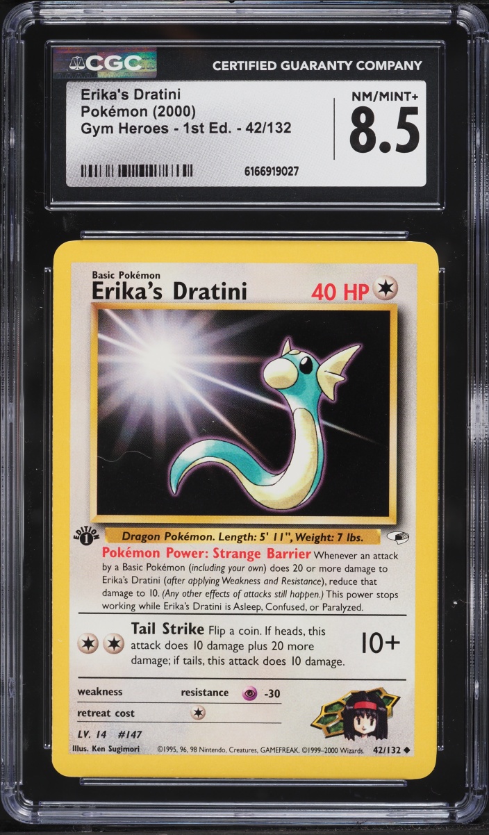 2000 Pokemon Gym Heroes 1st Edition Erika's Dratini #42 CGC 8.5 NM-MT+