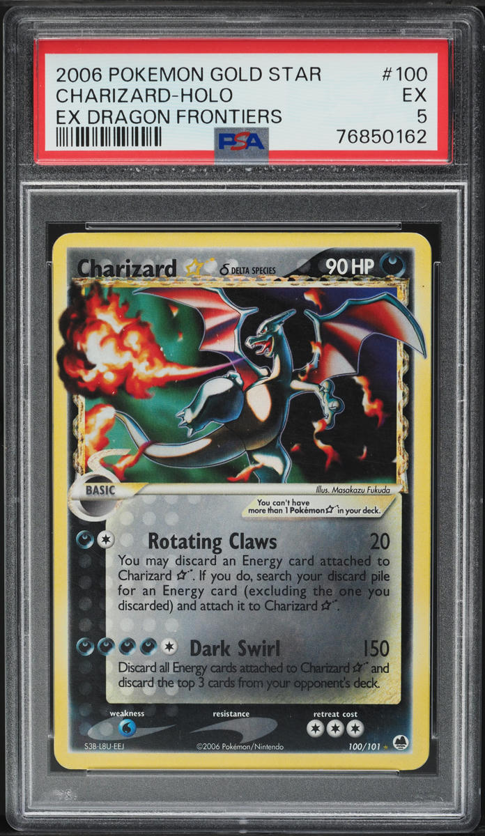 2006 Pokemon EX Dragon Frontiers Holo Charizard Gold Star #100 PSA 5 EX
