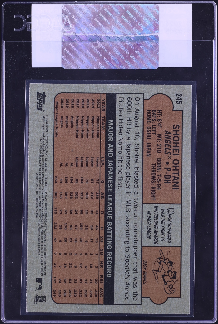 2021 Topps Heritage Shohei Ohtani #245 CGC AUTH