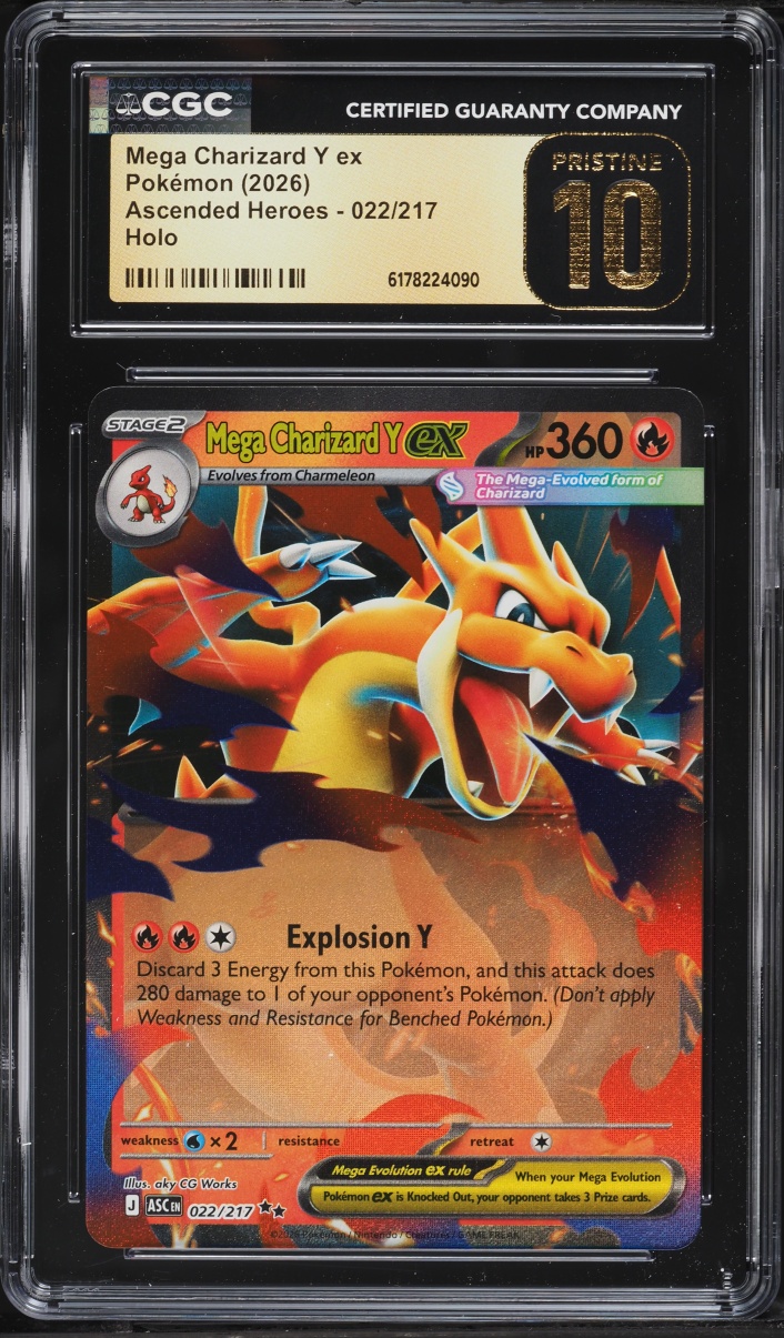 2026 Pokemon Mega Evolution Ascended Heroes Holo Mega Charizard Y Ex #22 CGC 10 PRISTINE