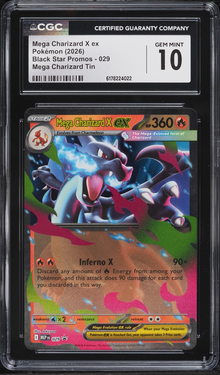 2026 Pokemon Mega Evolution Promo Tin Mega Charizard X Ex #29 CGC 10 GEM MINT