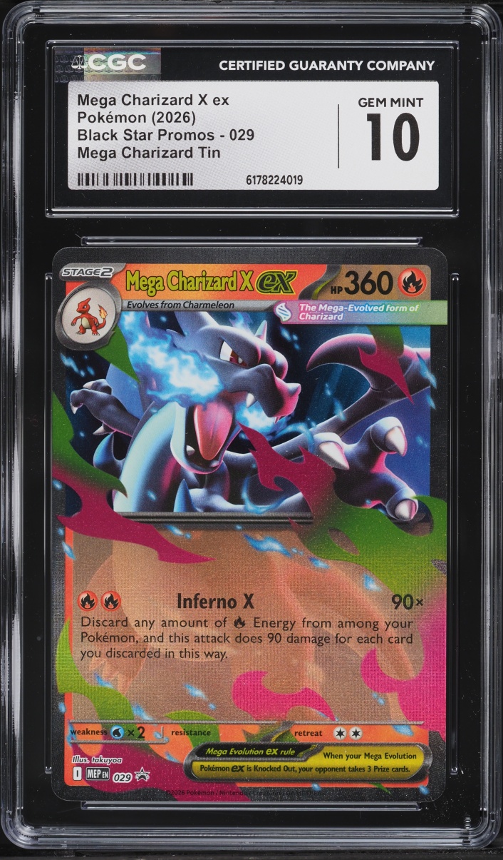 2026 Pokemon Mega Evolution Promo Tin Mega Charizard X Ex #29 CGC 10 GEM MINT