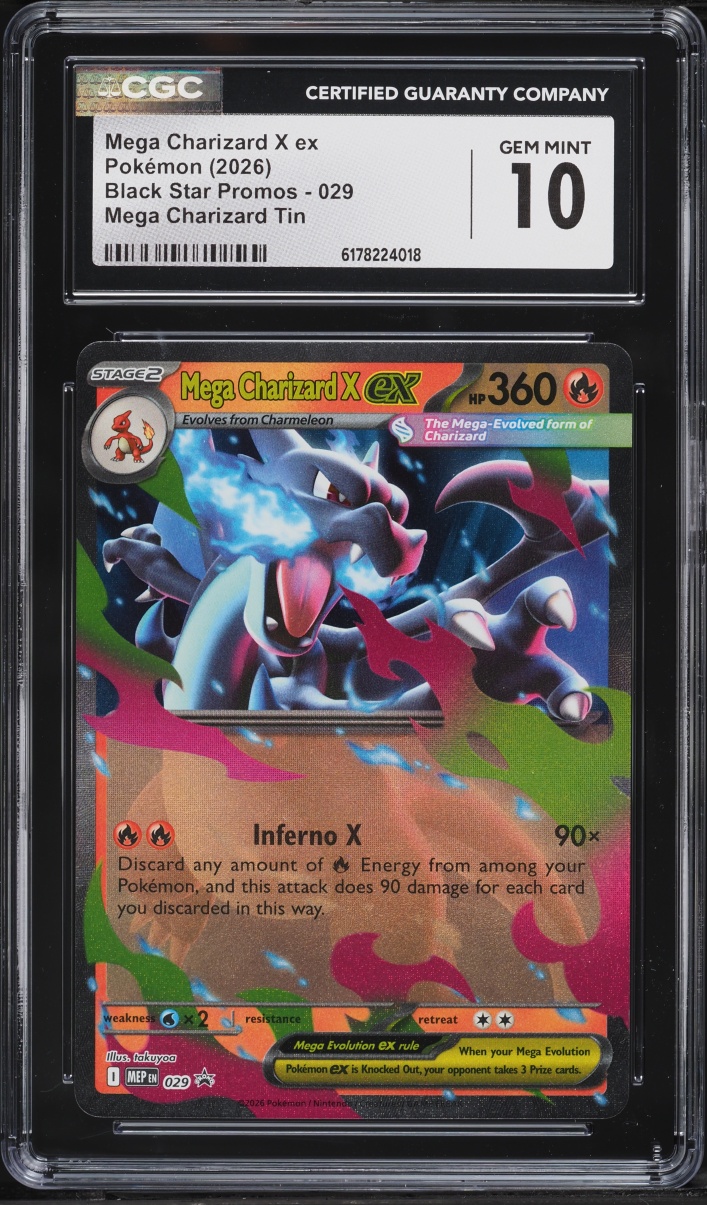 2026 Pokemon Mega Evolution Promo Tin Mega Charizard X Ex #29 CGC 10 GEM MINT