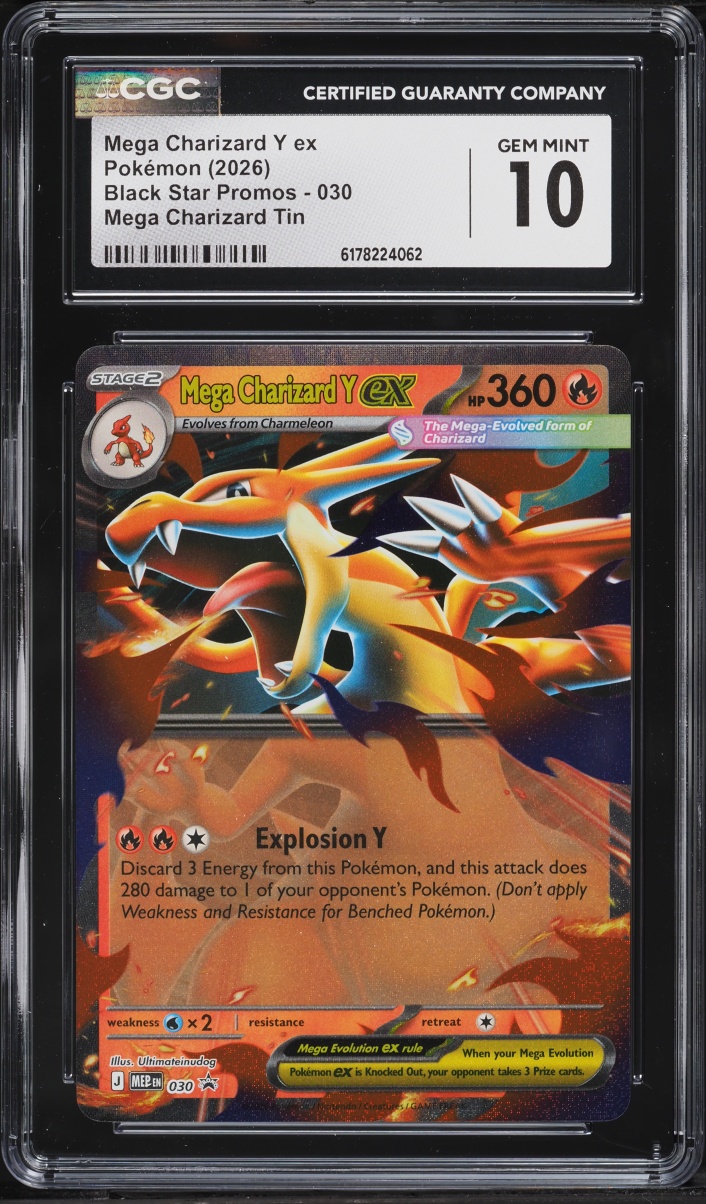 2026 Pokemon Mega Evolution Black Star Promo Tin Mega Charizard Y Ex #30 CGC 10 GEM MINT