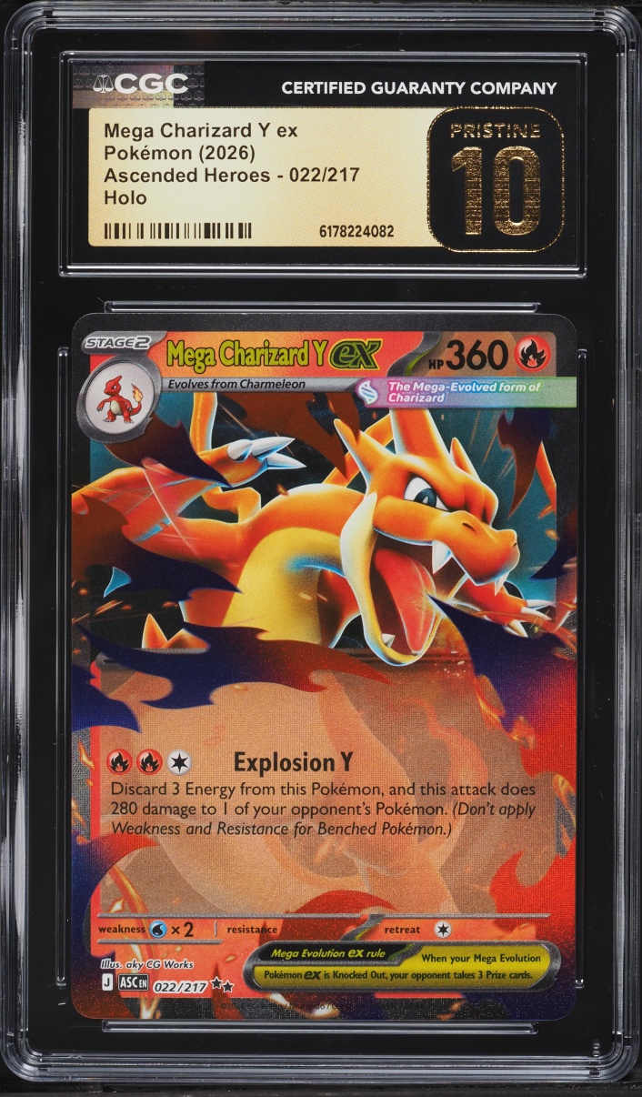 2026 Pokemon Mega Evolution Ascended Heroes Holo Mega Charizard Y Ex #22 CGC 10 PRISTINE