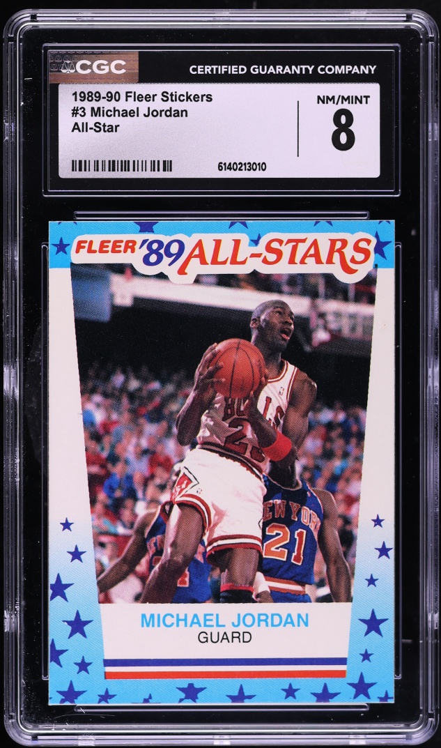 1989 Fleer Stickers All-Star Michael Jordan #3 CGC 8 NM-MT