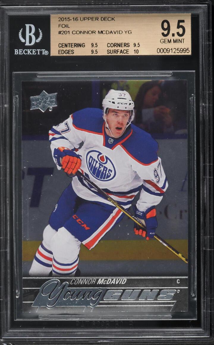 2015 Upper Deck Foil Young Guns Connor McDavid ROOKIE #201 BGS 9.5 GEM MINT