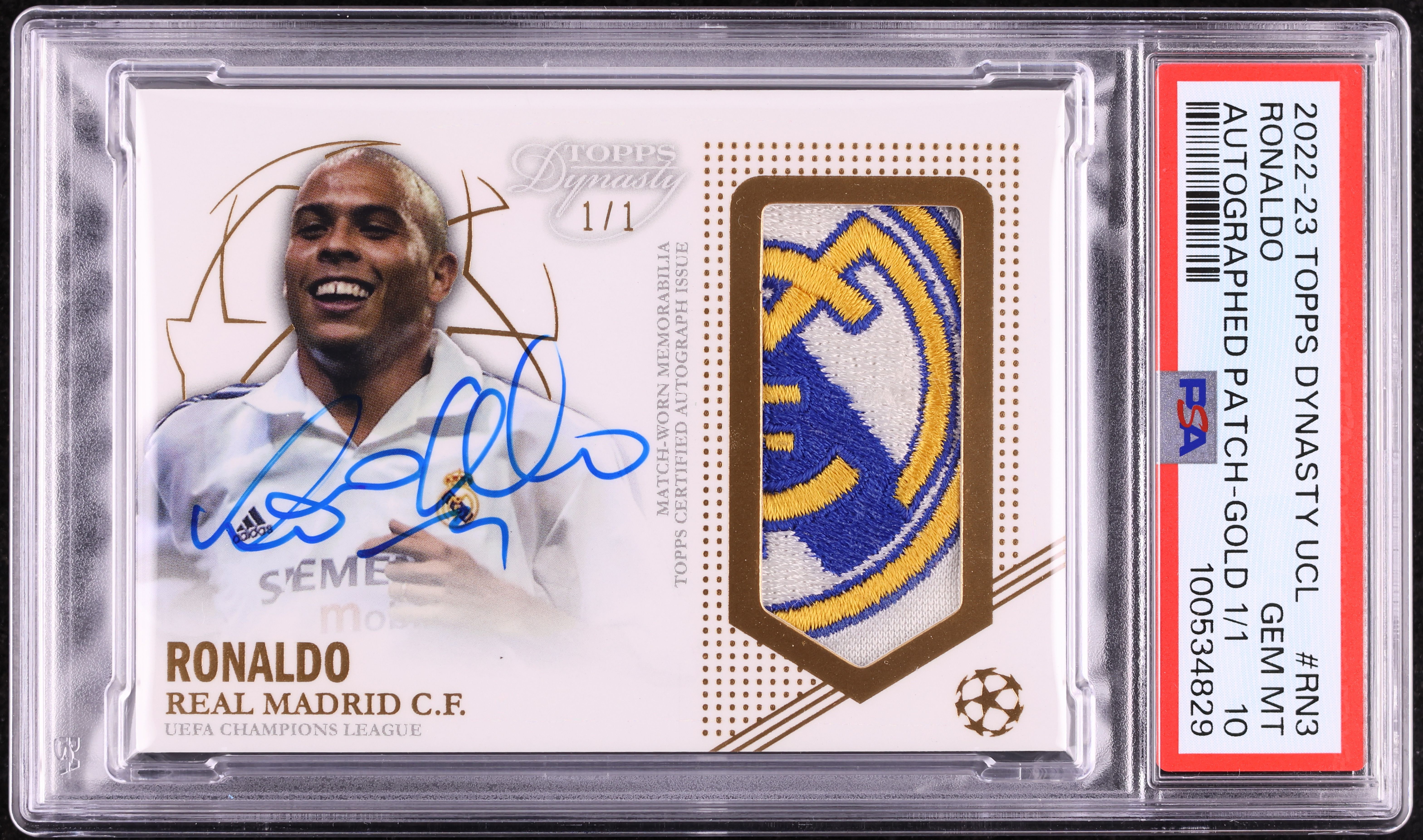ロナウドページ 2022 Topps Dynasty UEFA Gold Ronaldo PATCH AUTO 1/1 #AP-RN3 PSA 10