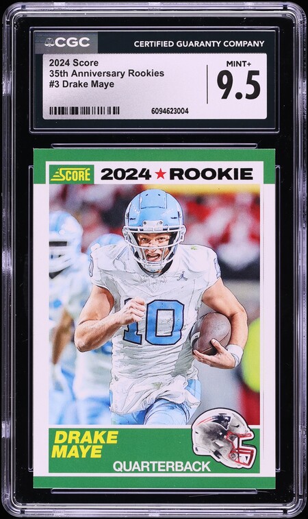 2024 Score 35th Anniversary Drake Maye ROOKIE #3 CGC 9.5 MINT+