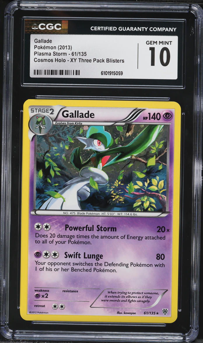 2013 Pokemon Black & White Plasma Storm Cosmos Holo Gallade #61 CGC 10 GEM MINT
