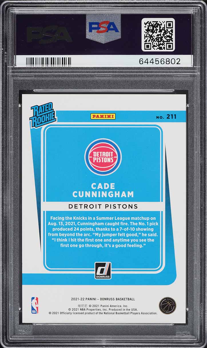 2021 Donruss Holo Gold Laser Cade Cunningham ROOKIE /10 #211 PSA 10 GEM MINT