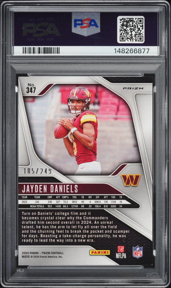2024 Panini Prizm Orange Jayden Daniels ROOKIE /249 #347 PSA 8 NM-MT