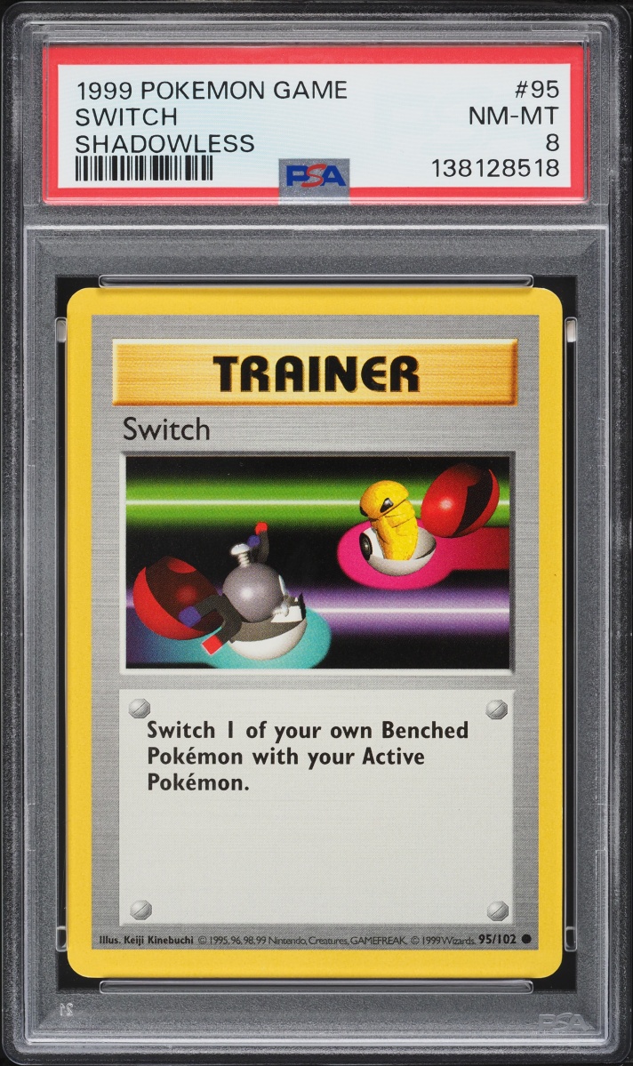 1999 Pokemon Base Set Shadowless Switch #95 PSA 8 NM-MT