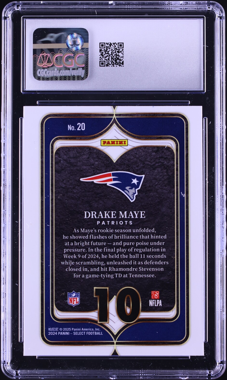 2024 Select Numbers Drake Maye ROOKIE #20 CGC 9 MINT