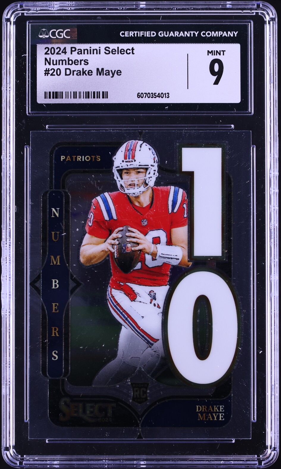 2024 Select Numbers Drake Maye ROOKIE #20 CGC 9 MINT