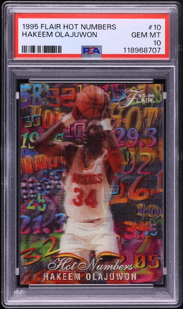 1995 Flair Hot Numbers Hakeem Olajuwon #10 PSA 10 GEM MINT - Photo 1