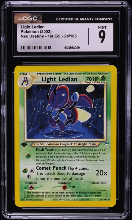 2002 Pokemon Neo Destiny 1st Edition Light Ledian #24 CGC 9 MINT