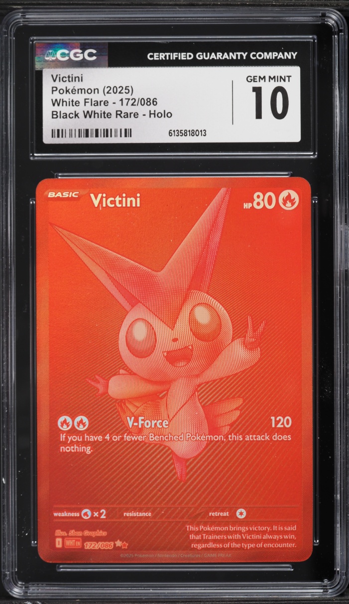 2025 Pokemon Scarlet & Violet White Flare Holo BWR Victini #172 CGC 10 GEM MINT