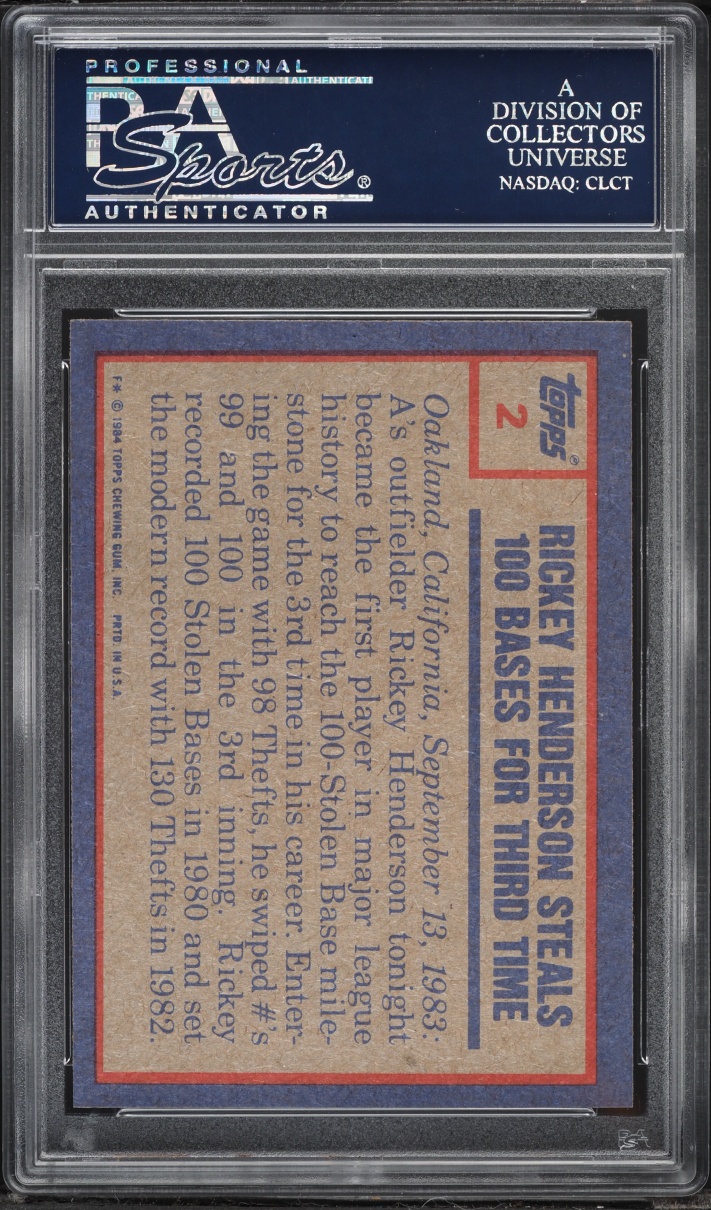 1984 Topps '83 Highlight Rickey Henderson #2 PSA 10 GEM MINT