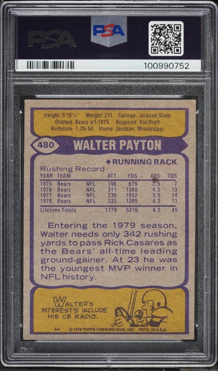 1979 Topps All Pro Walter Payton #480 PSA 5 EX