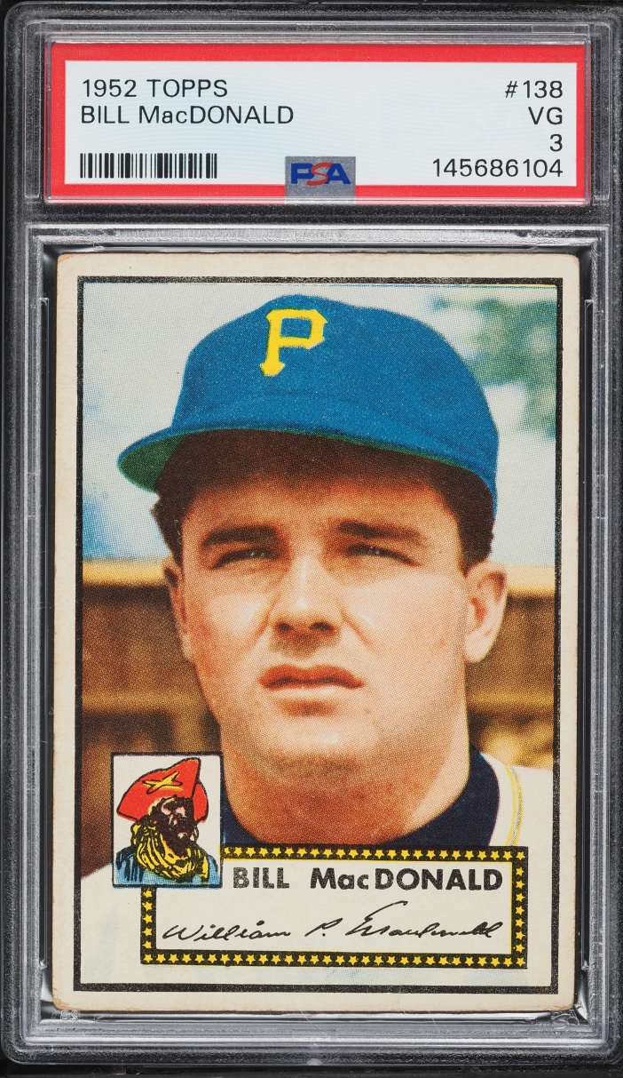 1952 Topps Bill MacDonald #138 PSA 3 VG