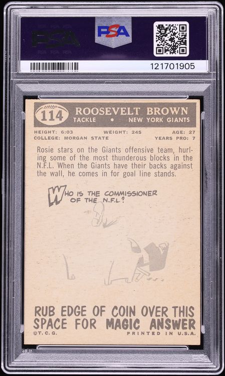 1959 Topps Football Roosevelt Brown #114 PSA 5 EX